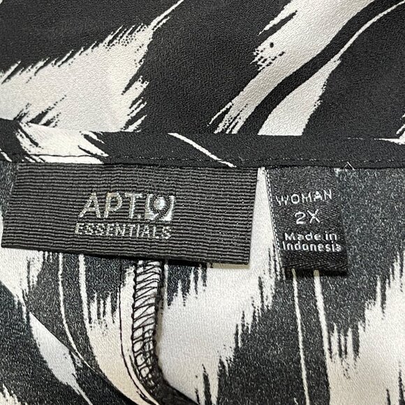 APT.9 Tank Top Black White Chevron Size 2X Cami Shell Round Neck - Picture 5 of 8